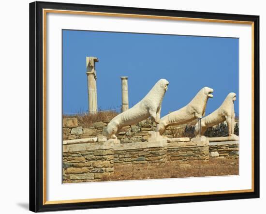 Statues on the Lion Terrace, Delos, UNESCO World Heritage Site, Cyclades Islands, Greek Islands, Gr-Tuul-Framed Photographic Print