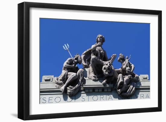 Statues over Entrance to Natural History Museum of Giacomo Doria, Genoa, Liguria, Italy-null-Framed Giclee Print