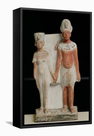 Statuette of Amenophis IV (Akhenaten) and Nefertiti, from Tell El-Amarna, Amarna Period New Kingdom-null-Framed Premier Image Canvas