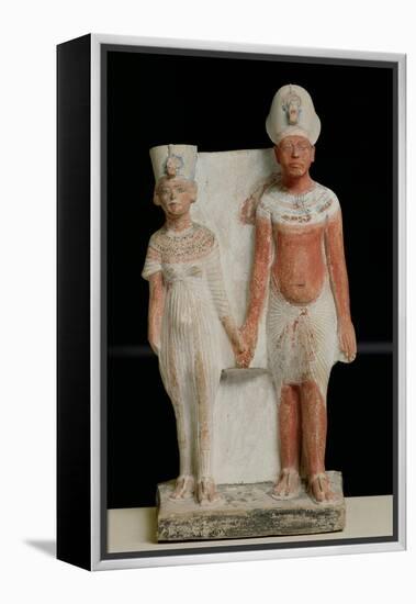 Statuette of Amenophis IV (Akhenaten) and Nefertiti, from Tell El-Amarna, Amarna Period New Kingdom-null-Framed Premier Image Canvas