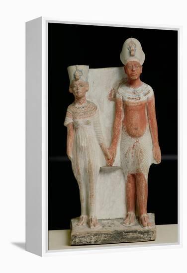 Statuette of Amenophis IV (Akhenaten) and Nefertiti, from Tell El-Amarna, Amarna Period New Kingdom-null-Framed Premier Image Canvas