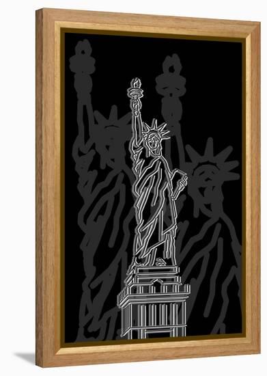 Stature of Liberty Night-Cristian Mielu-Framed Stretched Canvas