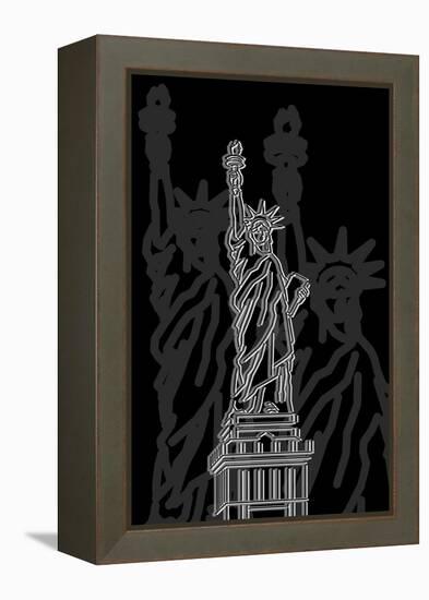 Stature of Liberty Night-Cristian Mielu-Framed Stretched Canvas