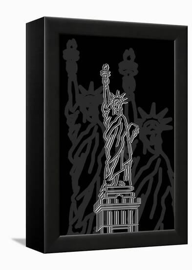 Stature of Liberty Night-Cristian Mielu-Framed Stretched Canvas