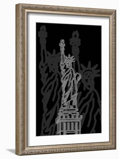 Stature of Liberty Night-Cristian Mielu-Framed Art Print