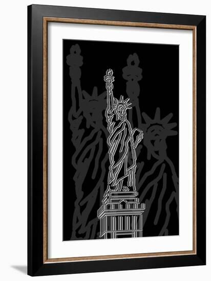 Stature of Liberty Night-Cristian Mielu-Framed Art Print