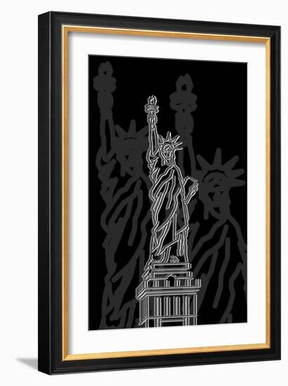 Stature of Liberty Night-Cristian Mielu-Framed Art Print