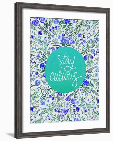 Stay Curious in Blue and Turquoise-Cat Coquillette-Framed Giclee Print