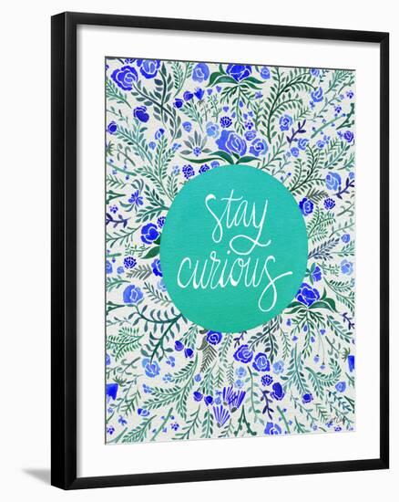 Stay Curious in Blue and Turquoise-Cat Coquillette-Framed Giclee Print