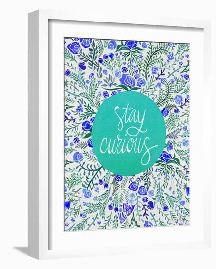 Stay Curious in Blue and Turquoise-Cat Coquillette-Framed Giclee Print