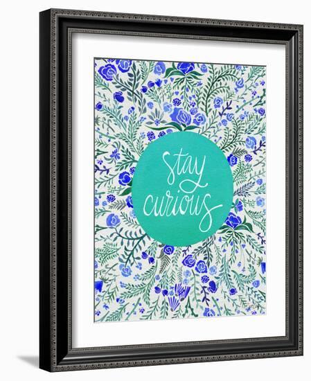 Stay Curious in Blue and Turquoise-Cat Coquillette-Framed Giclee Print