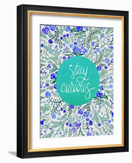 Stay Curious in Blue and Turquoise-Cat Coquillette-Framed Giclee Print