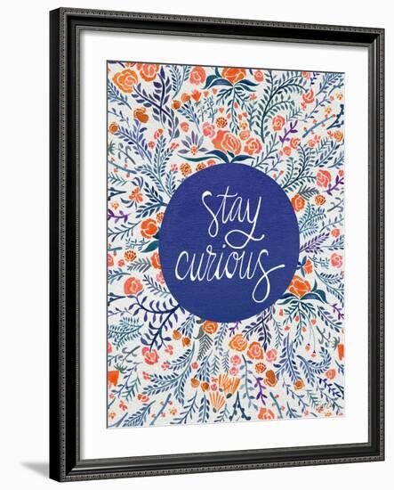 Stay Curious in Navy and Red-Cat Coquillette-Framed Giclee Print