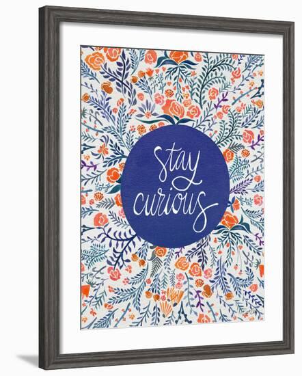 Stay Curious in Navy and Red-Cat Coquillette-Framed Giclee Print