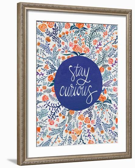 Stay Curious in Navy and Red-Cat Coquillette-Framed Giclee Print