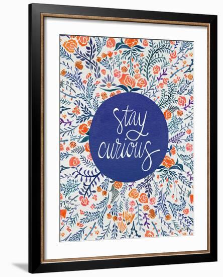 Stay Curious in Navy and Red-Cat Coquillette-Framed Giclee Print