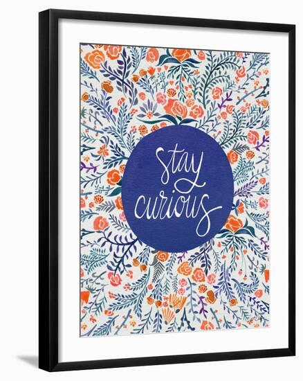 Stay Curious in Navy and Red-Cat Coquillette-Framed Giclee Print