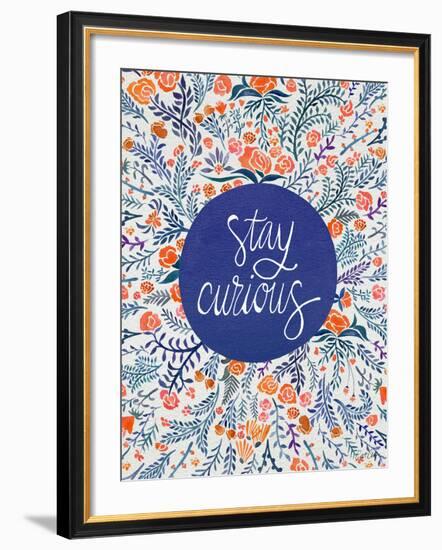 Stay Curious in Navy and Red-Cat Coquillette-Framed Giclee Print