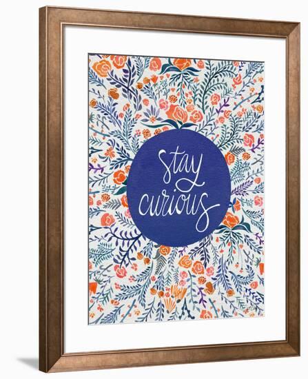 Stay Curious in Navy and Red-Cat Coquillette-Framed Giclee Print