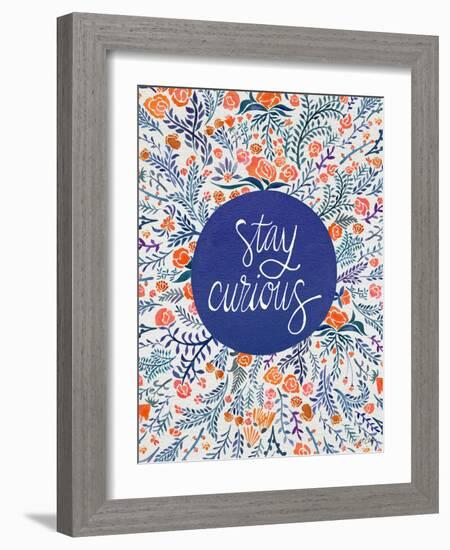 Stay Curious in Navy and Red-Cat Coquillette-Framed Giclee Print