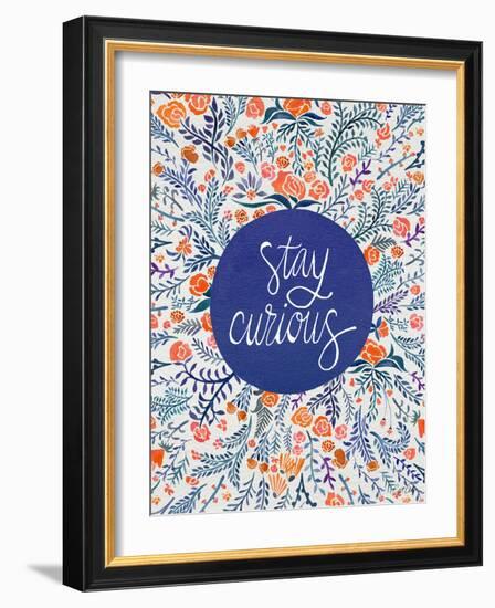 Stay Curious in Navy and Red-Cat Coquillette-Framed Giclee Print