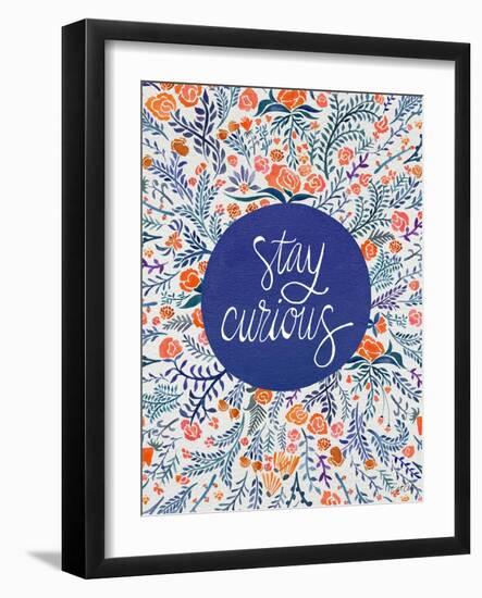 Stay Curious in Navy and Red-Coquillette Cat-Framed Art Print