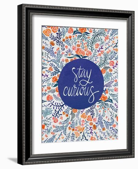 Stay Curious in Navy and Red-Coquillette Cat-Framed Art Print