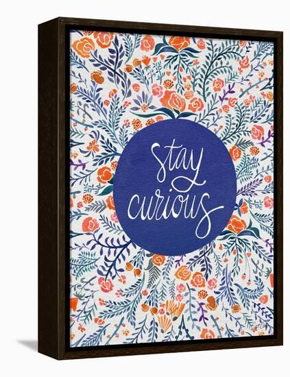 Stay Curious in Navy and Red-Coquillette Cat-Framed Stretched Canvas