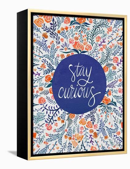 Stay Curious in Navy and Red-Coquillette Cat-Framed Stretched Canvas