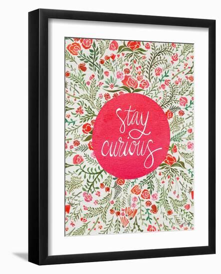 Stay Curious in Pink and Green-Coquillette Cat-Framed Art Print