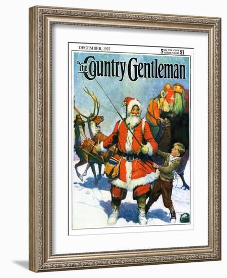 "Stay Santa, Stay!," Country Gentleman Cover, December 1, 1927-Frank Schoonover-Framed Premium Giclee Print