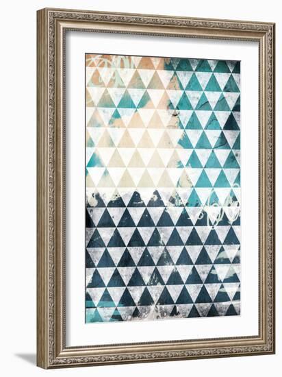 Steal Teal Triangles-Jace Grey-Framed Art Print