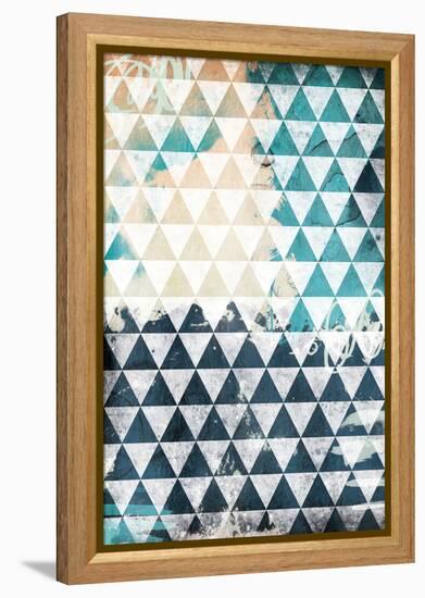 Steal Teal Triangles-Jace Grey-Framed Stretched Canvas