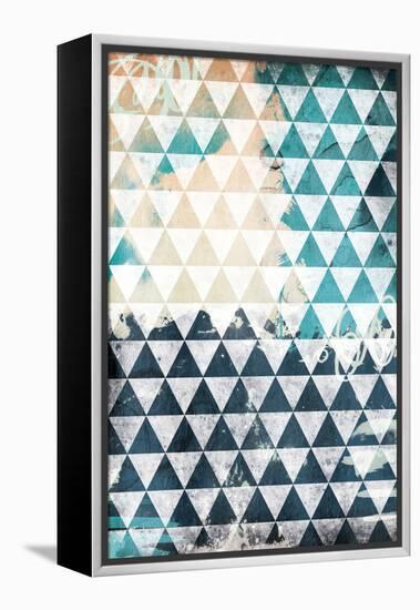 Steal Teal Triangles-Jace Grey-Framed Stretched Canvas