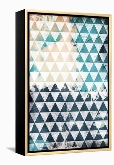 Steal Teal Triangles-Jace Grey-Framed Stretched Canvas