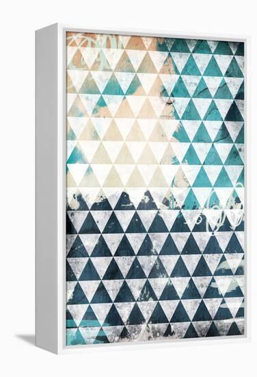 Steal Teal Triangles-Jace Grey-Framed Stretched Canvas