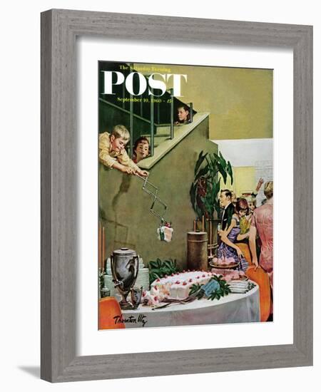 "Stealing Cake at Grownups Party," Saturday Evening Post Cover, September 10, 1960-Thornton Utz-Framed Giclee Print