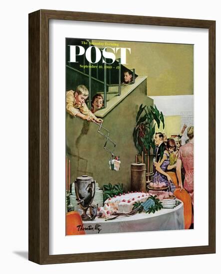 "Stealing Cake at Grownups Party," Saturday Evening Post Cover, September 10, 1960-Thornton Utz-Framed Giclee Print