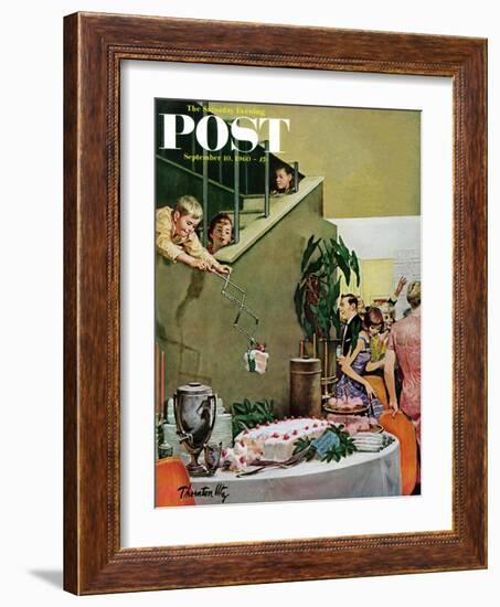 "Stealing Cake at Grownups Party," Saturday Evening Post Cover, September 10, 1960-Thornton Utz-Framed Giclee Print