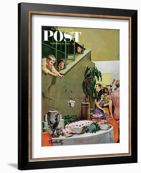 "Stealing Cake at Grownups Party," Saturday Evening Post Cover, September 10, 1960-Thornton Utz-Framed Giclee Print