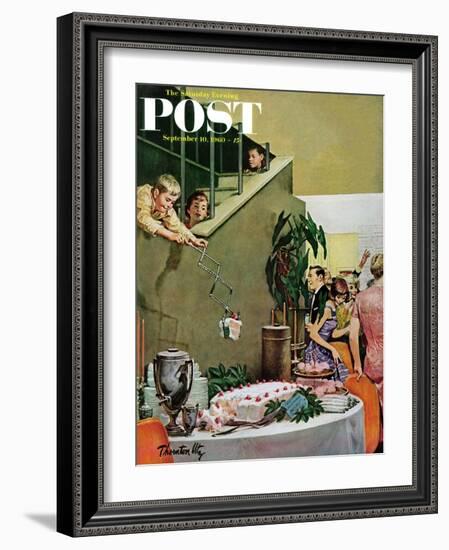 "Stealing Cake at Grownups Party," Saturday Evening Post Cover, September 10, 1960-Thornton Utz-Framed Giclee Print