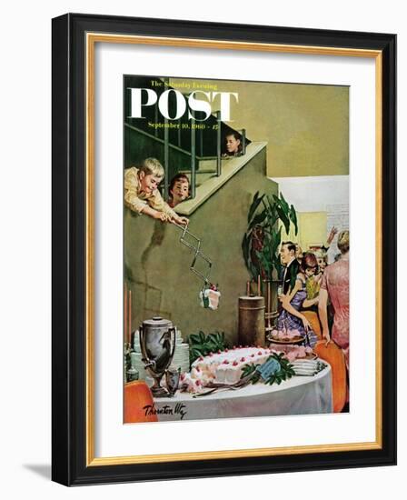 "Stealing Cake at Grownups Party," Saturday Evening Post Cover, September 10, 1960-Thornton Utz-Framed Giclee Print