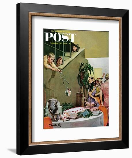 "Stealing Cake at Grownups Party," Saturday Evening Post Cover, September 10, 1960-Thornton Utz-Framed Giclee Print