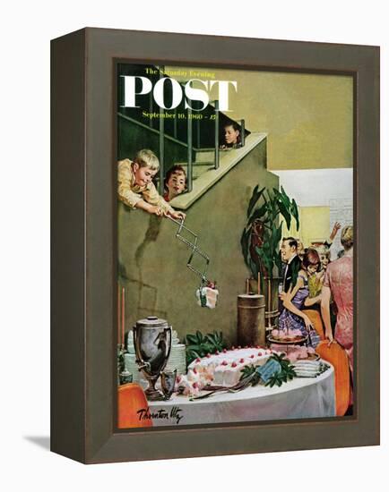 "Stealing Cake at Grownups Party," Saturday Evening Post Cover, September 10, 1960-Thornton Utz-Framed Premier Image Canvas