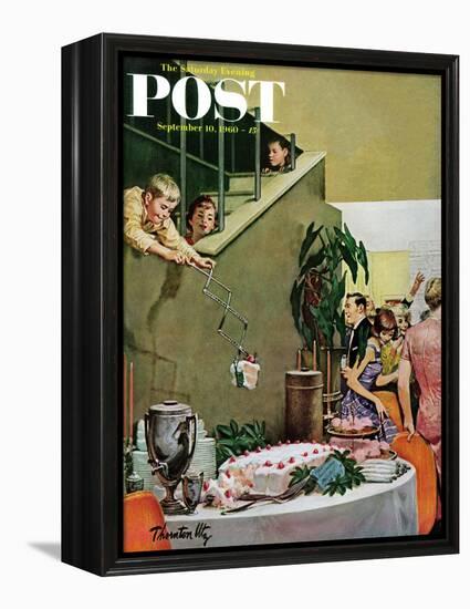 "Stealing Cake at Grownups Party," Saturday Evening Post Cover, September 10, 1960-Thornton Utz-Framed Premier Image Canvas