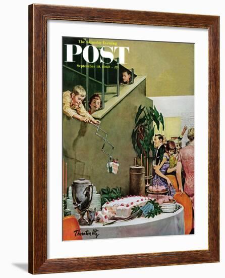 "Stealing Cake at Grownups Party," Saturday Evening Post Cover, September 10, 1960-Thornton Utz-Framed Giclee Print