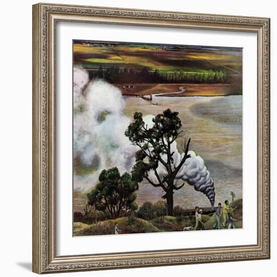 "Steam Engine Along the Missouri," June 22, 1946-John Falter-Framed Giclee Print