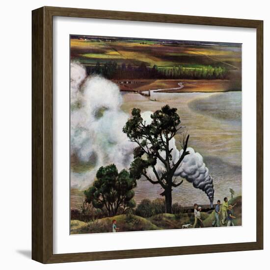 "Steam Engine Along the Missouri," June 22, 1946-John Falter-Framed Giclee Print