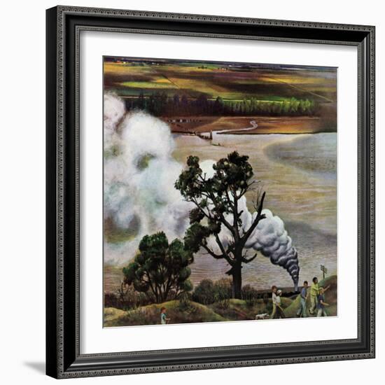 "Steam Engine Along the Missouri," June 22, 1946-John Falter-Framed Giclee Print