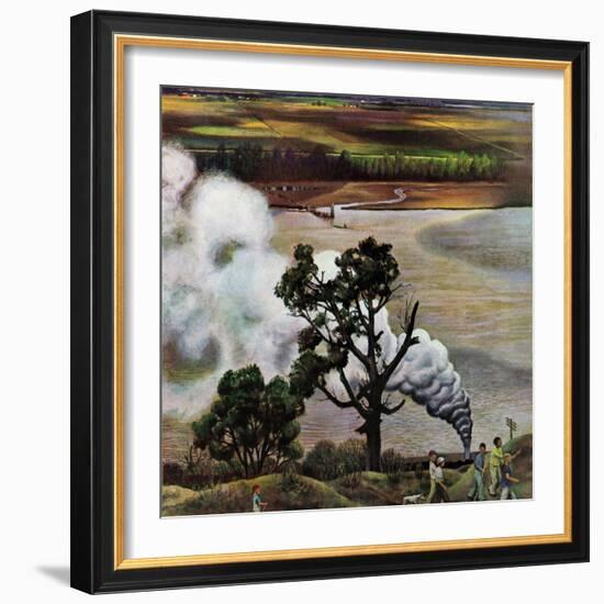 "Steam Engine Along the Missouri," June 22, 1946-John Falter-Framed Giclee Print